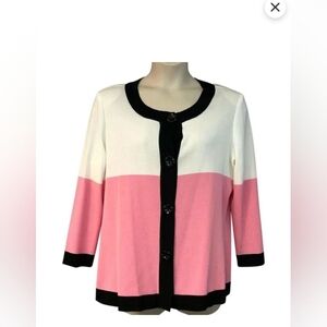 Exclusively MISOOK Knit Cardigan Pink white Button Front size small